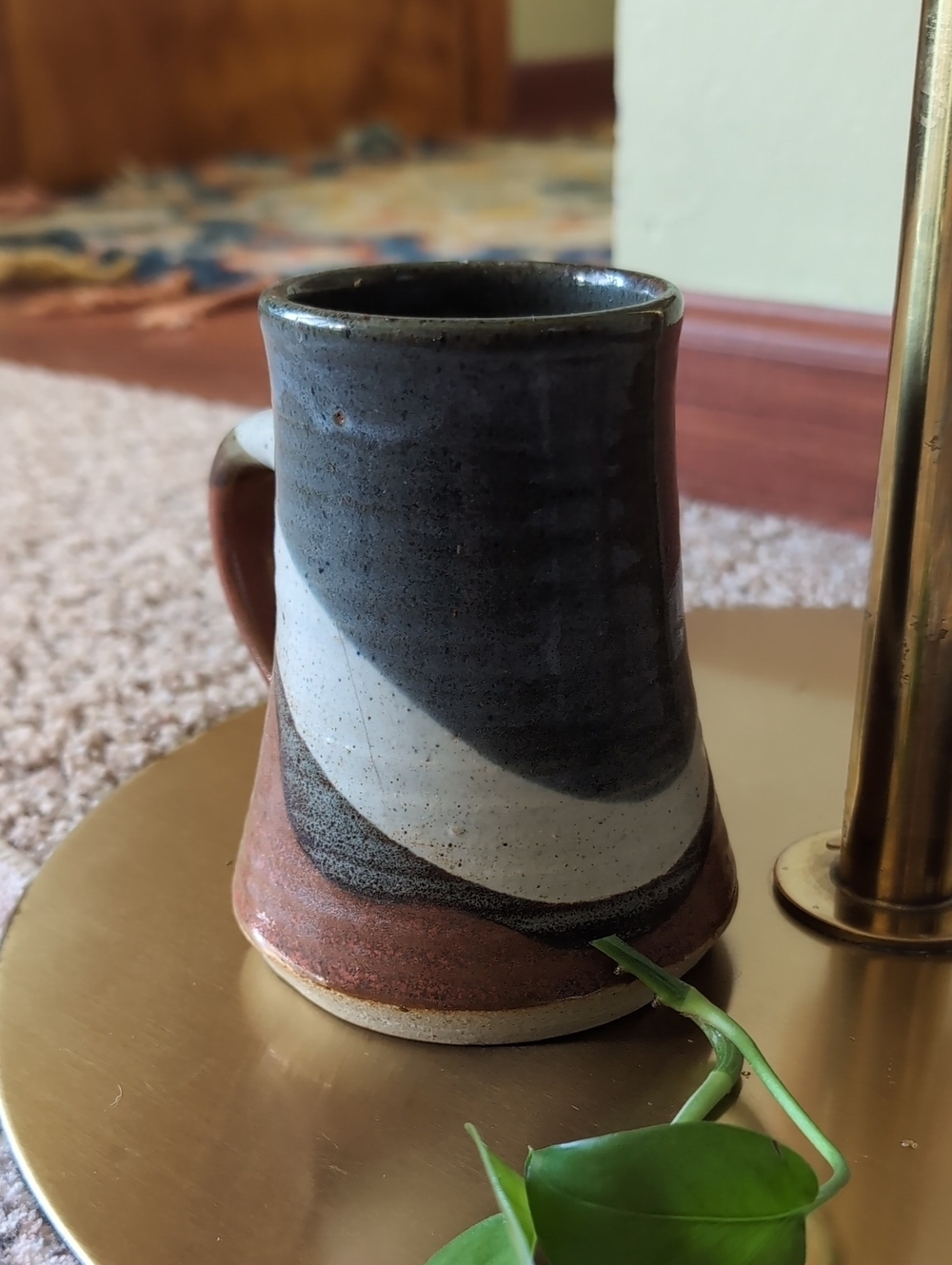Ceramic Glazed Mug in Brown, Cream & Blue - Picture 4 of 12